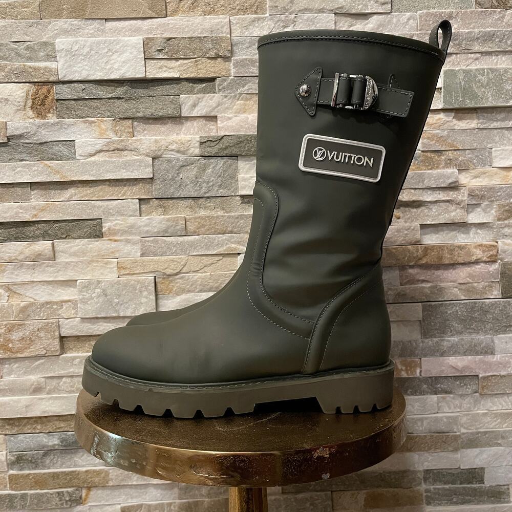 Louis Vuitton 40 Rubber Territory Boots | Olive Green, Calfskin EU 40/US 9 Italy - Picture 3 of 14
